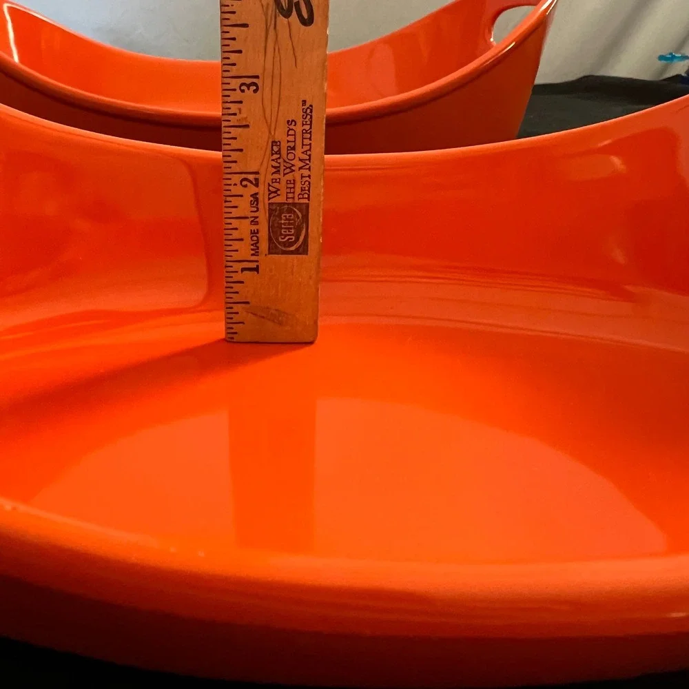 Rachael Ray Orange Stoneware Au Gratin Baker Set 1.25 Qt & 2.25 Qt G014 Oval